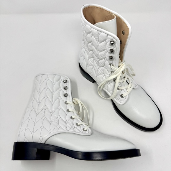 Stuart Weitzman White Quilted Lace Up Bootie - Picture 3 of 13